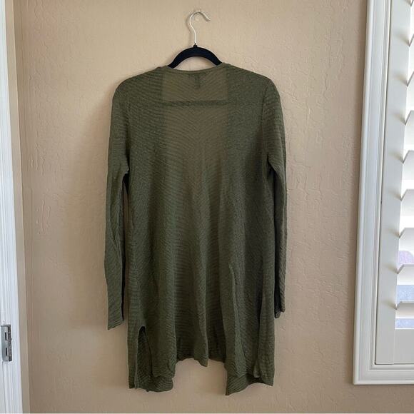 Eileen Fisher Olive Green Linen Knit Cardigan - Picture 5 of 6